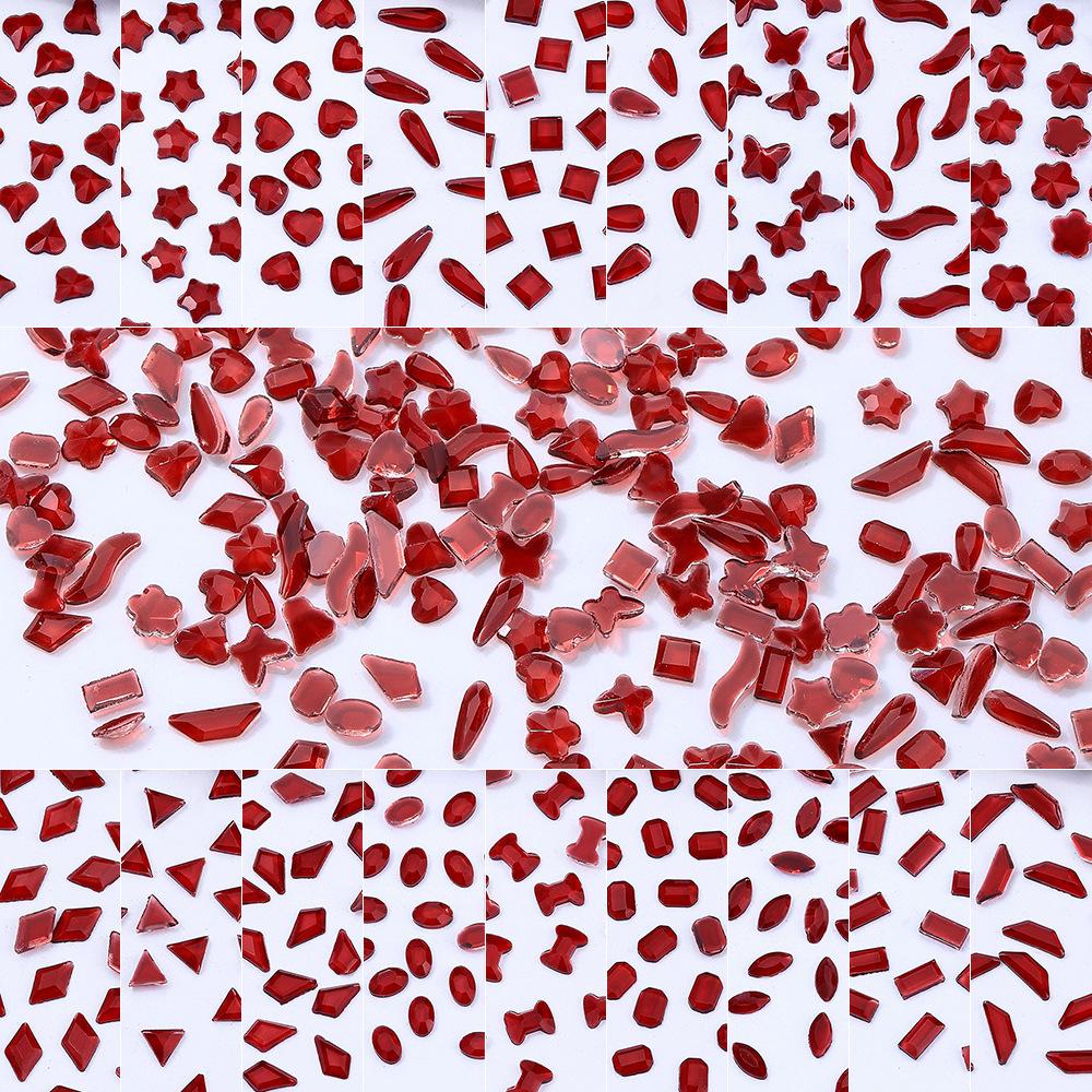 Angora Czerwony Mini Mały Płaskodenne Specjalny Kształt Diament Angora Czerwony Nowy Rok Boże Narodzenie K9 Nail Art Diamentowa Ozdoba