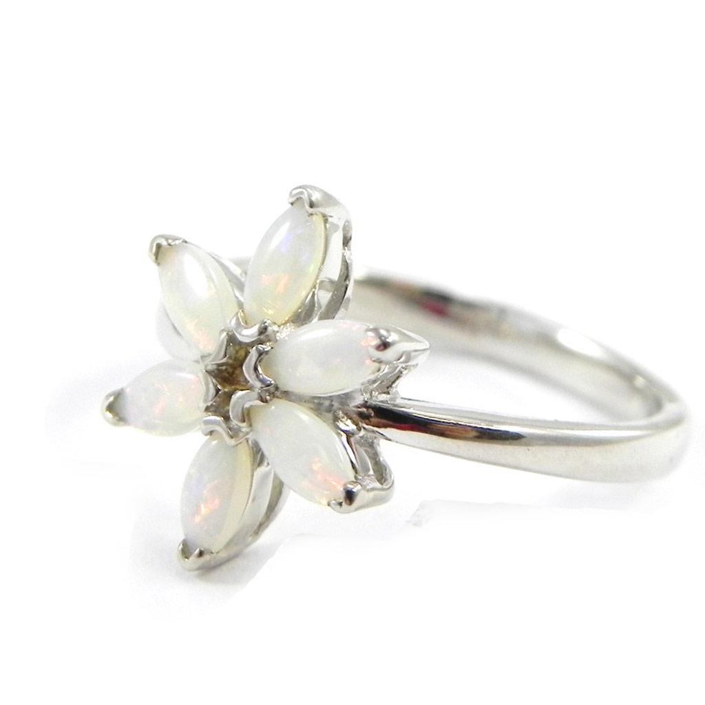 Silver Ring 'Goddess Opal' White Silver (rhodium) - 14 Mm