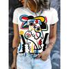 Abstract face printed T-shirt, women's fashionable top