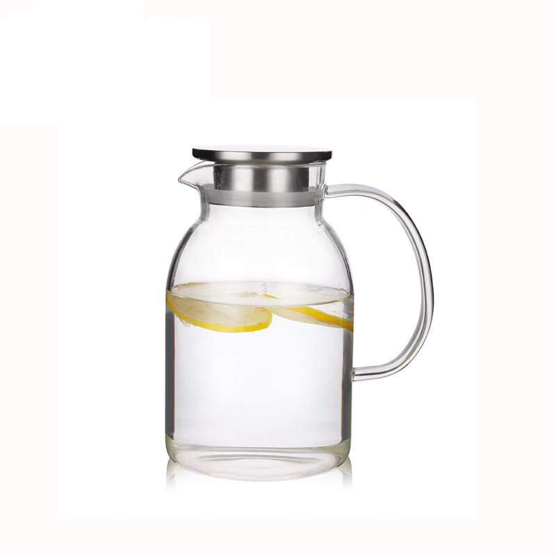 ZEENKI Heat-Resistant Glass Pitcher with Stainless Steel Lid, 1200ml