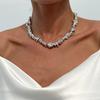 SHIXIN Vintage Irregular Smooth Metal Torques Necklace Bracelet Women Elegant Chunky Collar Choker Charm Bangle Lady Jewelry Set