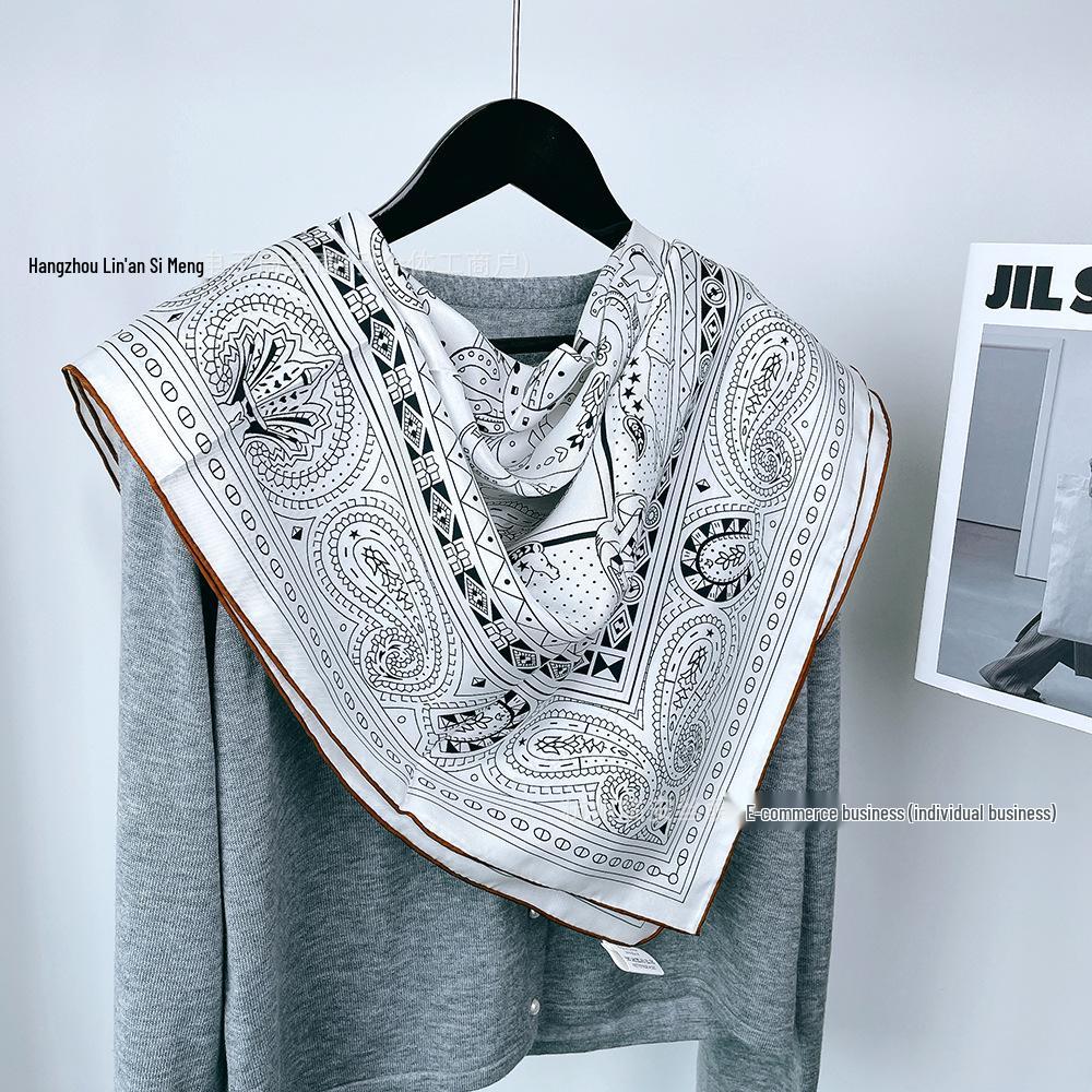 Autumn 90 Twill Silk 14 Momme Mulberry Silk Square Scarf Shawl - Live Simple Collection