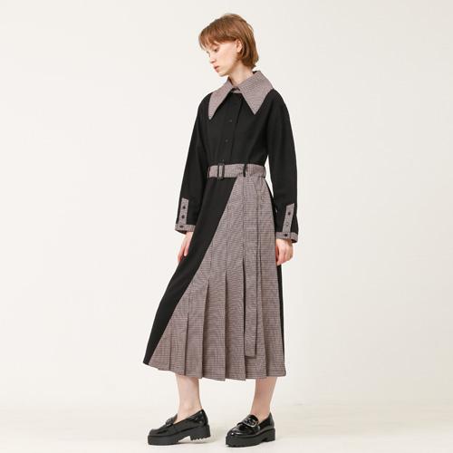 Bunderghost Puritan Collar (Cape Collar) Asymmetrical Long Dress Black