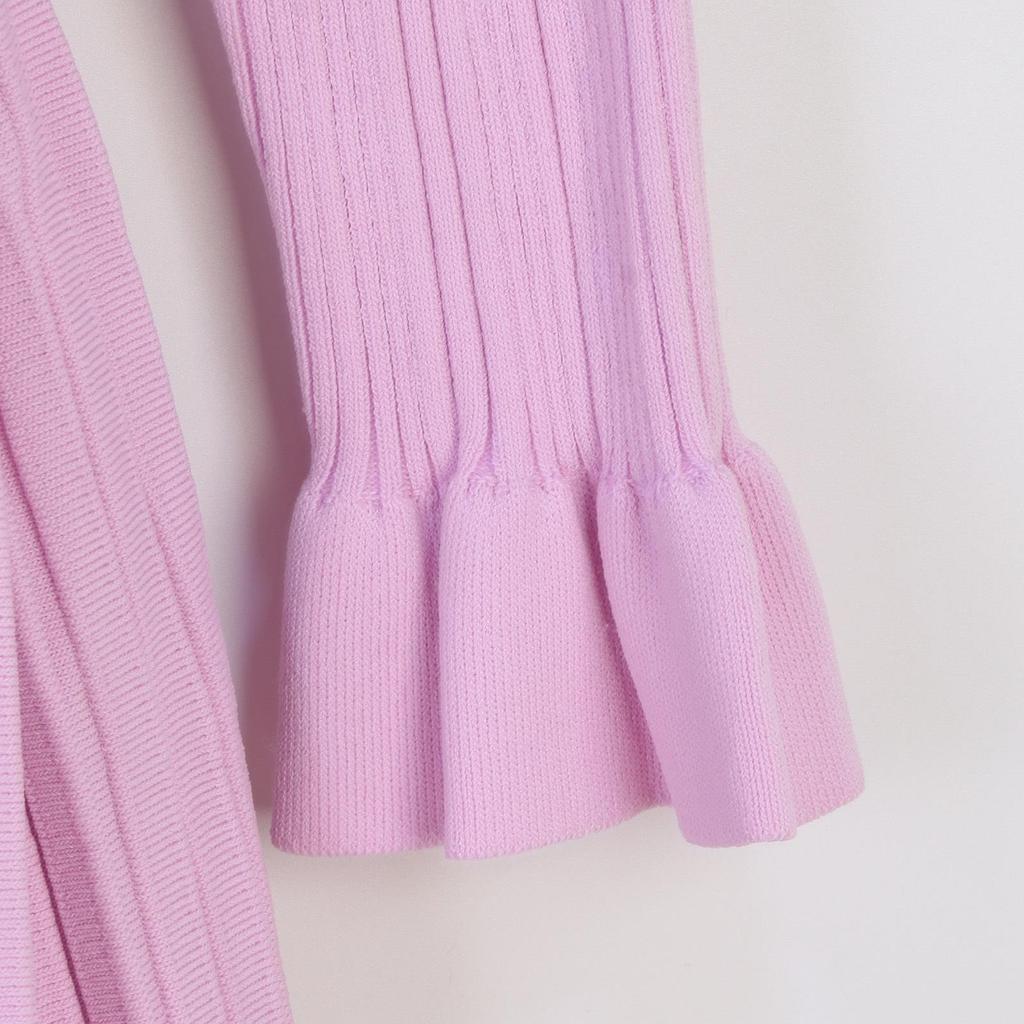 French Niche Spring/Summer Celebrity Style Knitted Dress with Off-Shoulder Bell Sleeves