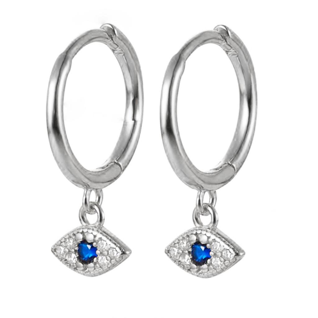 S925 Sterling Silver Zircon Demon Eye Ear Cuffs 