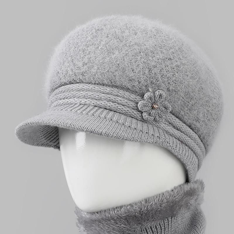 Wool Hat Women'S Season Velvet Warm Rabbit Hair Mother Hat Ear Protection Cold Foreign Gas Knitted Hat