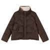 Women's Short Brown Stand Collar 90% Duck Down Jacket
