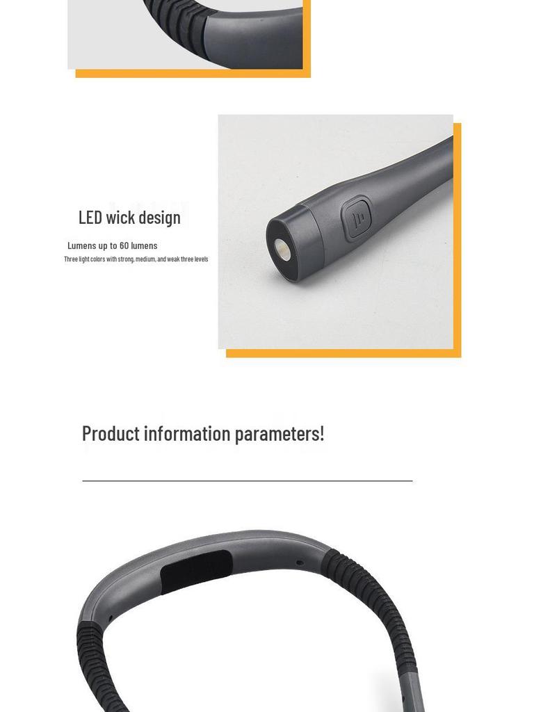 LED Neck-Hanging Reading Lamp with Eye Protection, Three-Speed, Dual-Color, Double-Head Lighting