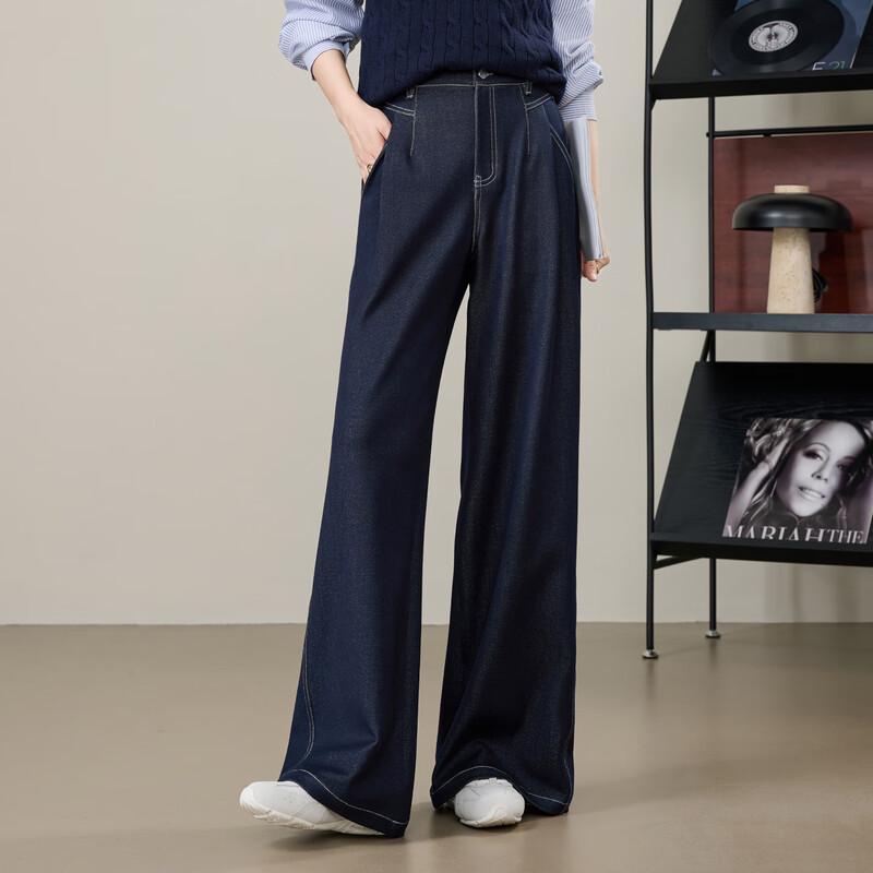 

Yiyang Women s 2025 Fall Faux Denim Wide-Leg Casual Pants 30