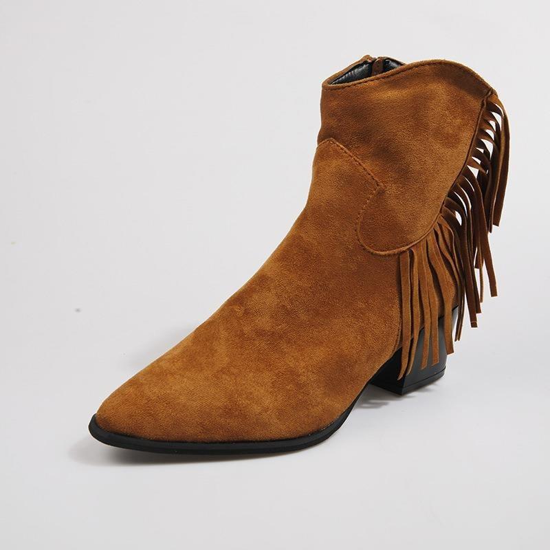 

Large size autumn and winter new fashion casual suede pointed women s fashion short leather boots 43