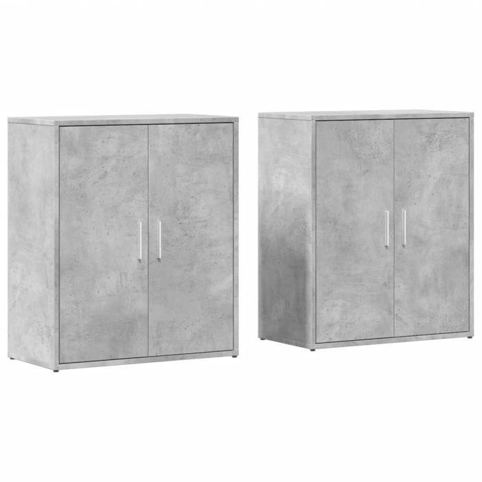 VidaXL Buffets 2 Pcs Concrete Grey 60x31x70 Cm Engineered Wood, Storage Cabinet, Entryway Furniture, Accent Furniture, 3276542