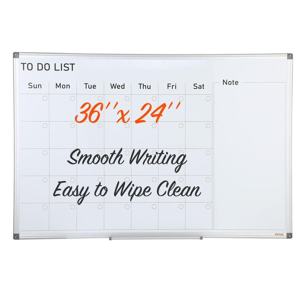 Calendar Whiteboard, 36 X 24 Inches Magnetic Dry Erase Calendar Board, Monthly Planner Whiteboard for Wall, 1 Magnetic Erase & 2 Dry Erase Marker &
