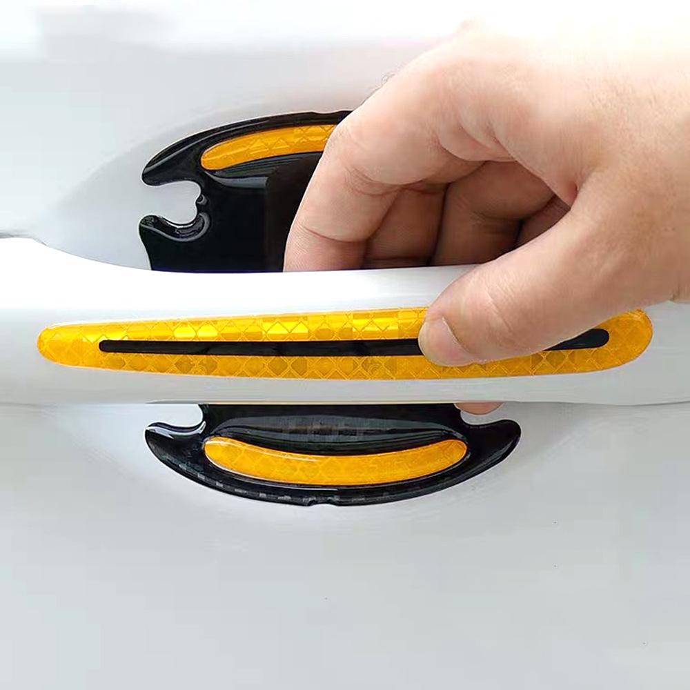 4/8 Pcs EGP Car Door Bowl Sticker Anti Scratch Door Handle Warning Reflective Door Handle Paint Scratch Soft Adhesive Film