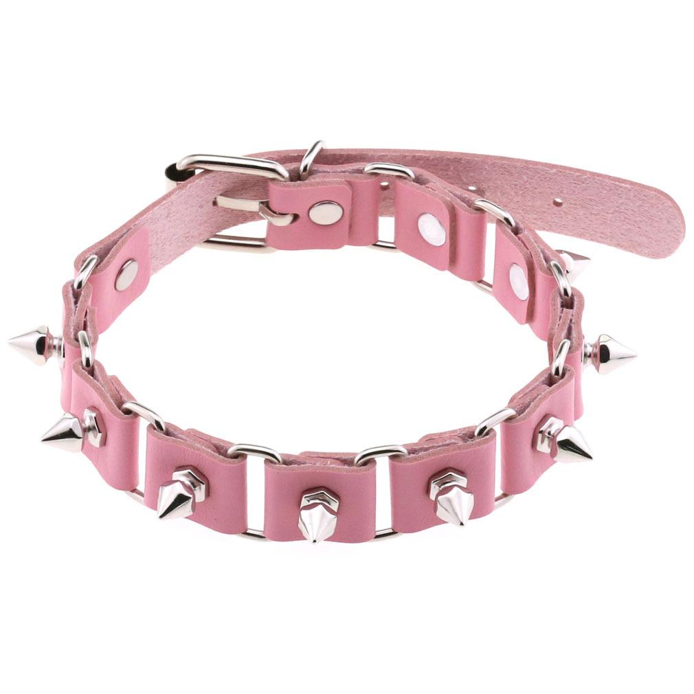 DIEZI Harajuku Bowknot Ball Heart Circel Rivet Flower Choker Necklace Torques Women Men Gothic Pink PU Leather Necklace Jewelry