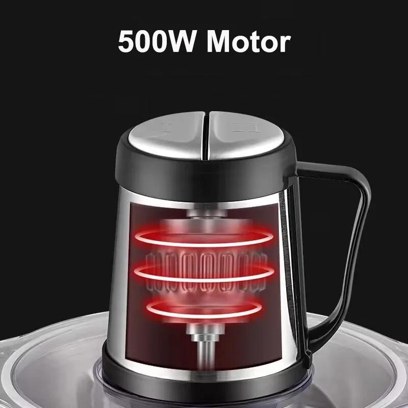 3L  Household Stainless Steel Meat Grinder 500W High Power Blender Multifunctional Food Processor Food Chopper Electric