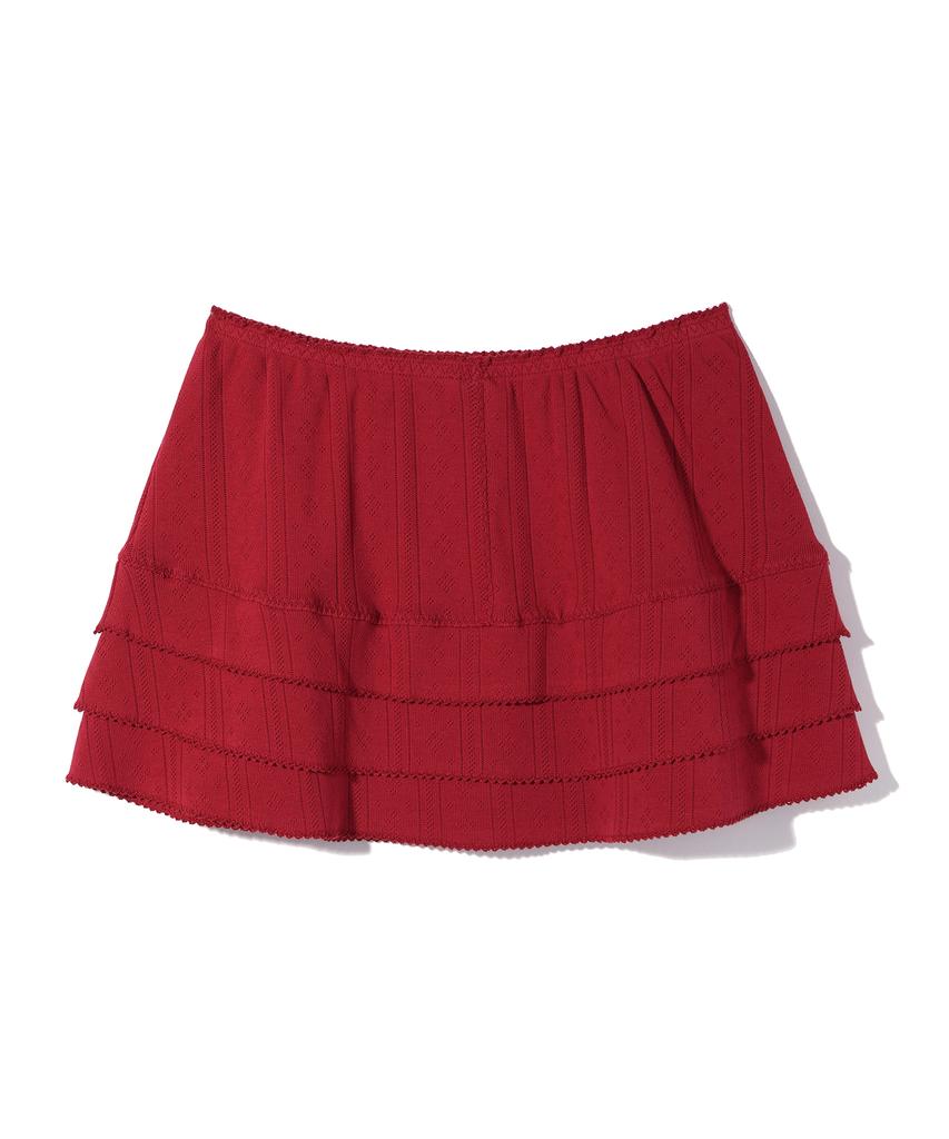 Yuhee Eyelet Frill Skirt Red
