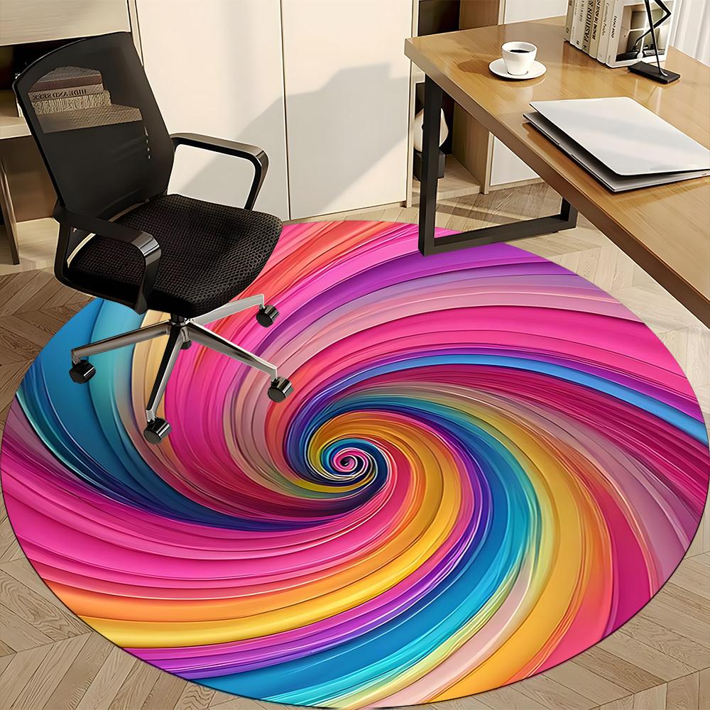 1pc Colorful Swirl Pattern Chair Carpet for Office Non-Slip, Machine Washable Rug for Office, Room - Holiday Decor, Machine Made Yy251016105