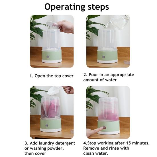 Portable Mini Washer Wireless Charging Underwear Laundry Cup Automatic Hands-Free Cleaning Washing Machine for Travel Home Use