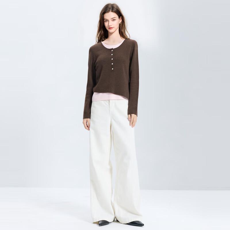 

Sancai Women s Merino Wool Faux Two-Piece Knit Sweater S 155/80A