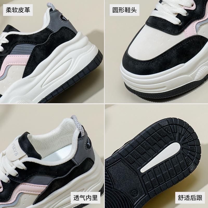 White Shoes for Women  New Spring Students Korean Style Versatile Casual Ins Fashion Shoes Thick Bottom Fashion Sneakers T002