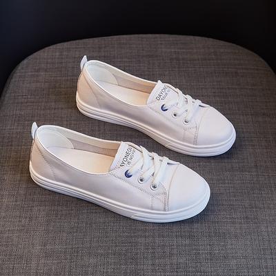 The First Layer of Cowhide Shallow Mouth Genuine Leather Small White Shoes Are Breathable New Slip-on Flat Single Shoes Foreign Style Nurse Shoes