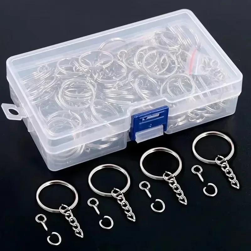 50200 Stück Edelstahl Metall Leere Schlüsselringe Schlüsselanhänger Sprengringe DIY Schlüsselanhänger Schlüsselringe Karabinerhaken Schlüsselanhänger Ketten Schnallen