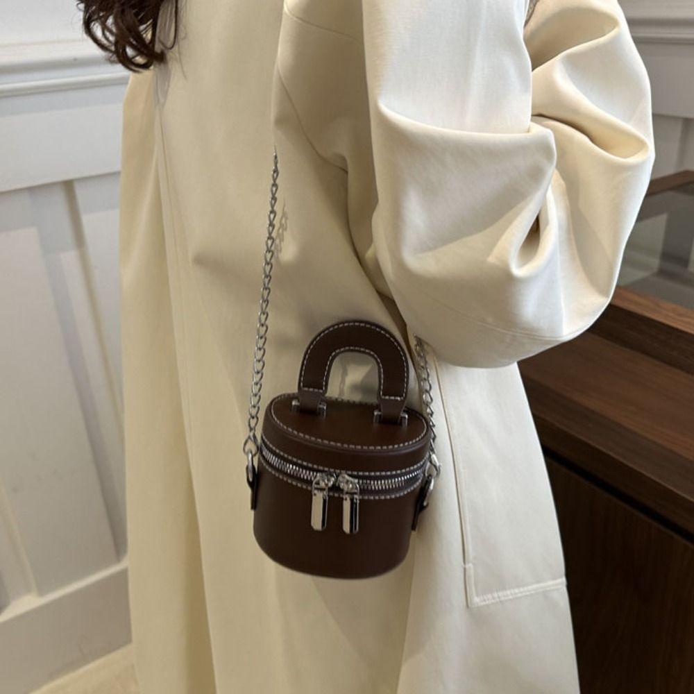 PU Leather Box Crossbody Bag Solid Color Clothes Match Bag Personality Mini Lipstick Bag Girls