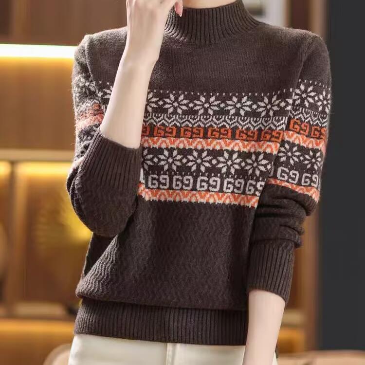 Half Turtleneck Base Shirt for Women's Fashionable Inner Wear Autumn Clothes New Style with Skirt Thick Sweater