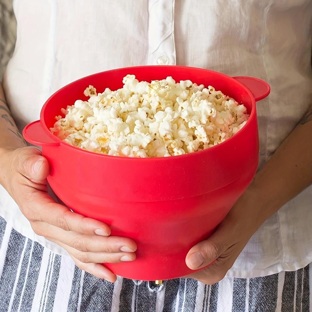 Silikonový Popcornovač do Mikrovlnné Trouby Bez BPA Skládací Popcornová Mísa Vhodné do Mikrovlnné Trouby Výrobník Popcornu s Víkem Vhodné do Myčky Nádobí