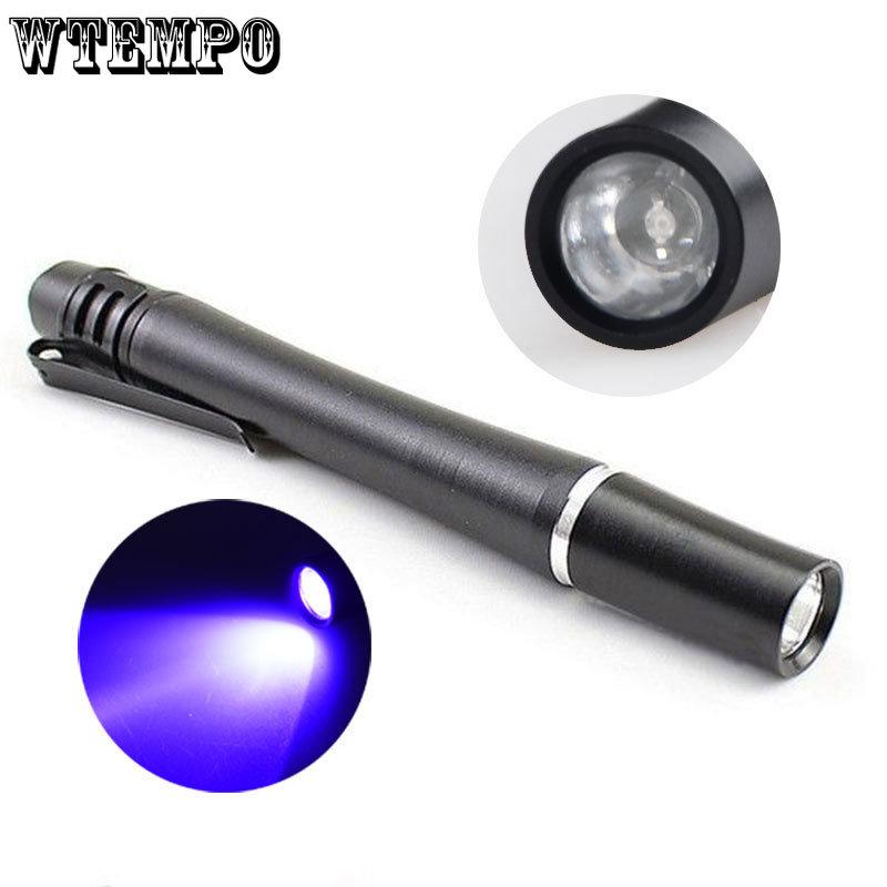 

Сильный УФ-фонарик в форме карандаша, фиолетовый, 1 светодиод, мощный, 395 нм, детектор банкнот, УФ-лампа-ручка 10pcs чёрный