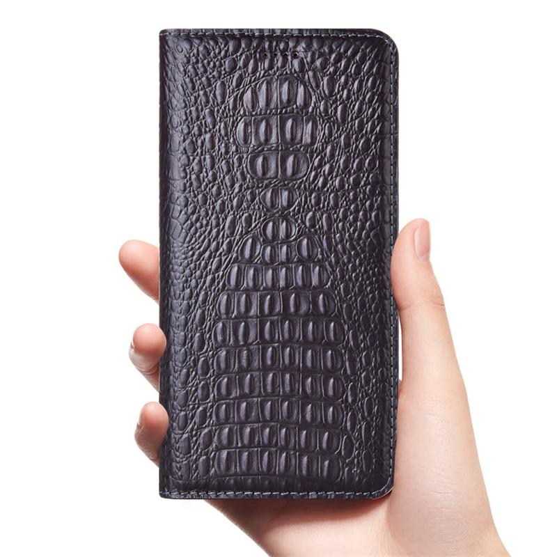 Genuine Leather Case for IPhone 17 Pro Max 14 13 12 11 15 16 Pro Max 15 Plus Little Crocodile Back Wallet Book Style Flip Cover nero
