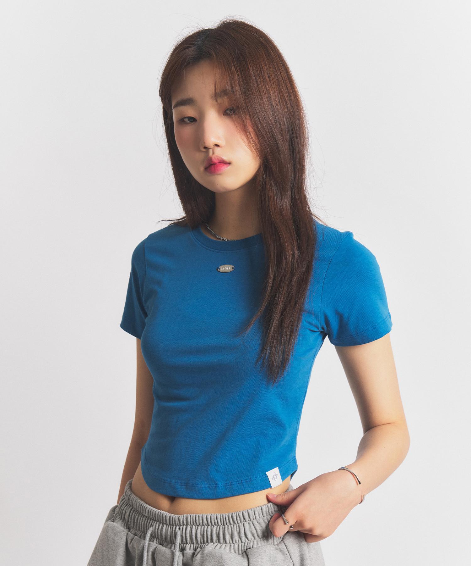 Nil Rise Round Semi Crop T-Shirt Blue Blue/S