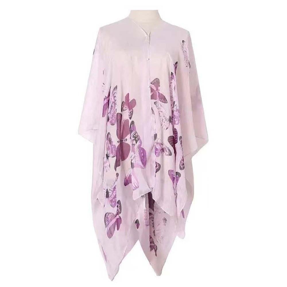 Breathable Thin Large Scarf with Buckle Seaside Vacation Cloak Sunscreen Butterfly Shawl  Gift