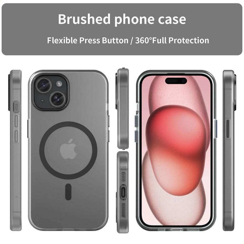 Magnetic Phone Case For iPhone 15 Matte Magnetic Protective Cover