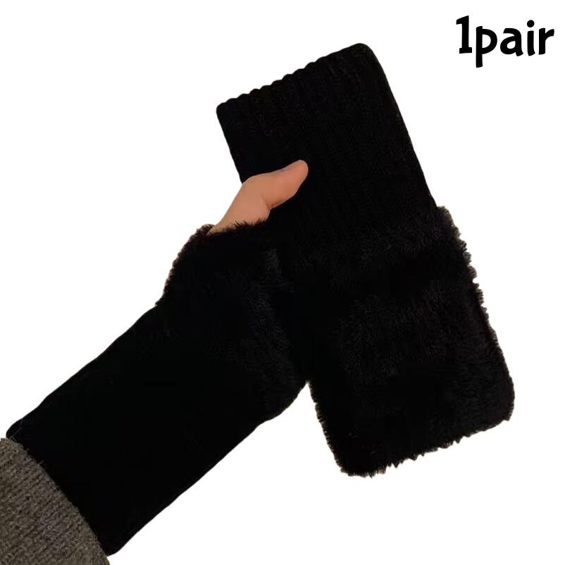 

2/1pair Winter Half-Finger Gloves Plush Windproof Warm Fingerless Glove TouchScreen for Outdoor Skiing Hiking Christmas Gifts