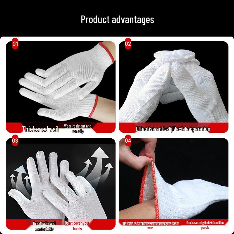 Thickened Cotton Yarn Anti-Slip Work Gloves for Men and Women