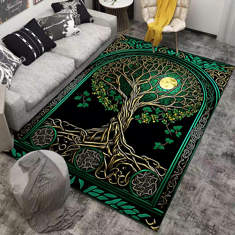 Moonlit Tree of Life Rug, Elegant Decor Design Suitable for use as an anti-slip game mat for living room and bedroom sofas