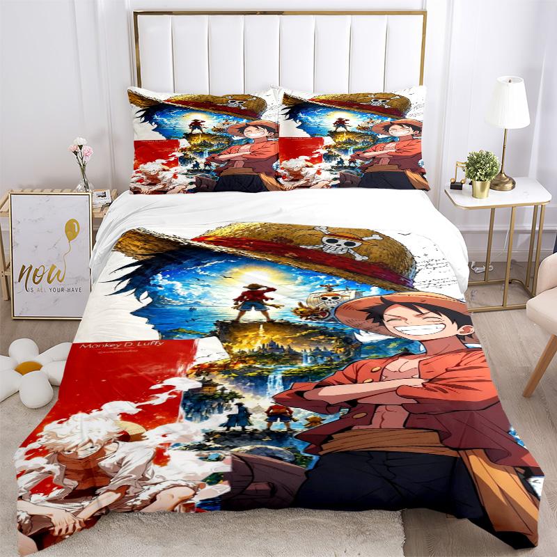 One Piece Bedding 3 Piece Set HD Print Duvet Cover Pillowcases for Teens Adult Bedroom Decoration Christmas Gift C315