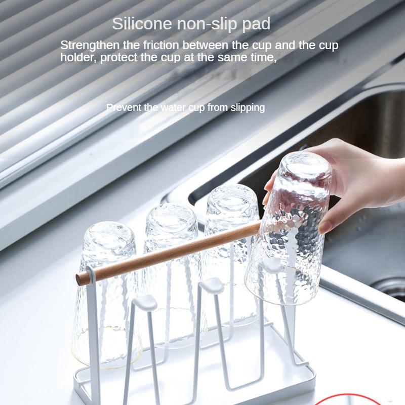 Iron Art Drain Cup Holder, Household Portable Water Cup Holder, Drain Holder with Tray, Living Room, Kitchen, Cup Storage