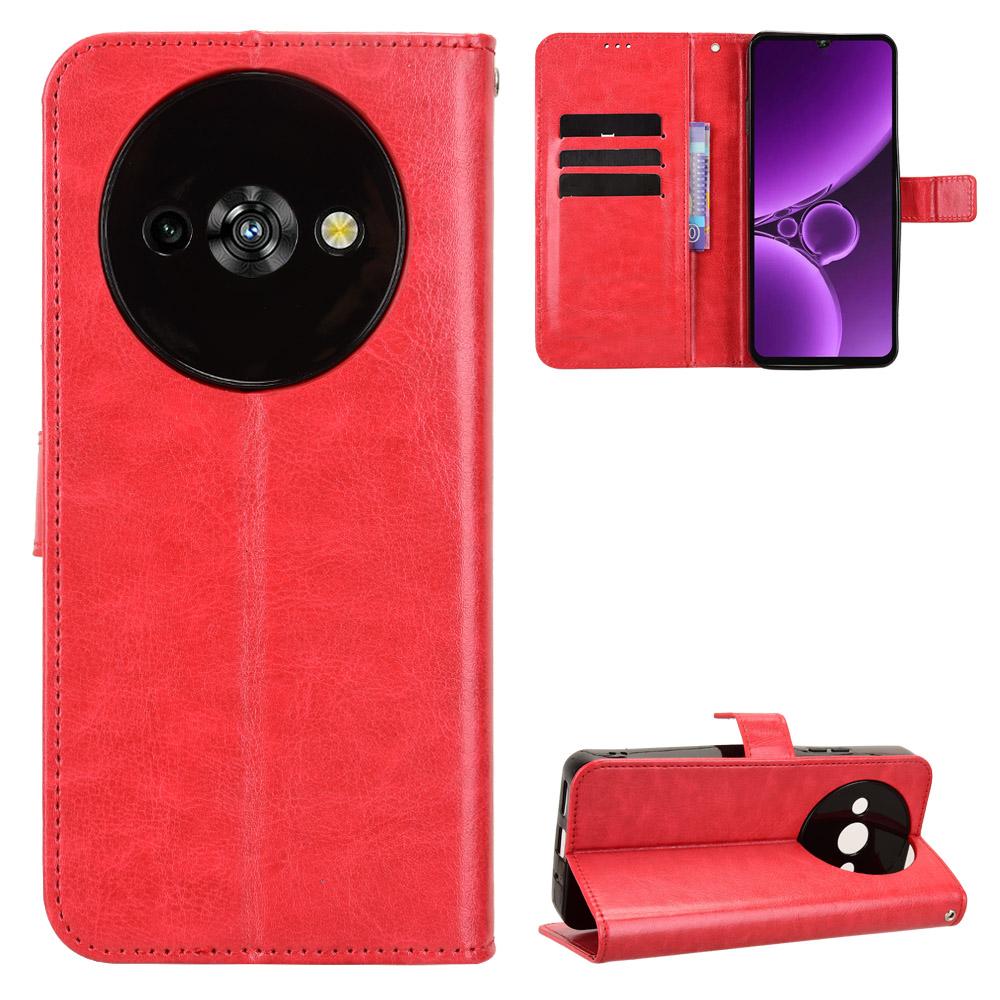 For Oukitel C59 Pro PU Leather Case with Strap Crazy Horse Texture Phone Wallet Cover