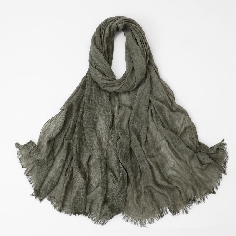 Модный хлопково-льняной шарф с мятым дизайном Хиджаб Ближневосточный шарф-платок Популярный однотонный головной платок Дубай