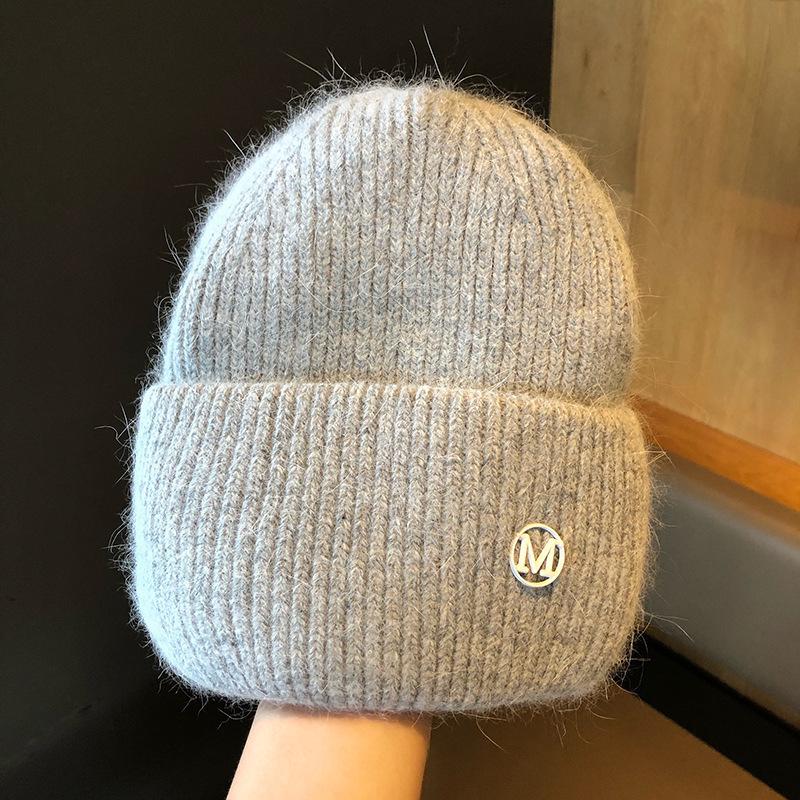 Women's Korean Style Thickened Knit Hat with Ear Protection – Autumn/Winter Versatile Warm Beanie, White