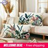 Tropical Plant Pattern Cushion Cover Living Room Sofa Zipper Closure Decorative Pillow Cover Without Pillow Core