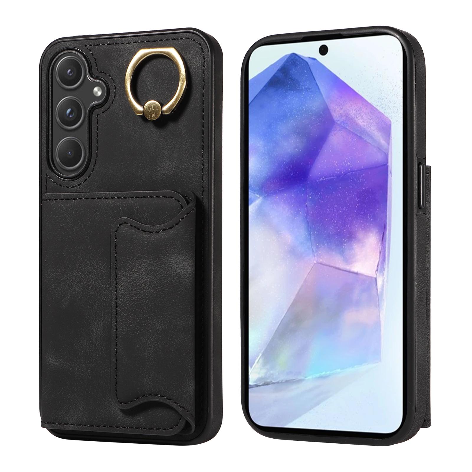 

Для Samsung Galaxy A55 (5G) Кольцо-кронштейн для держателя карт, слоты, чехол для телефона Samsung Galaxy A55 чёрный