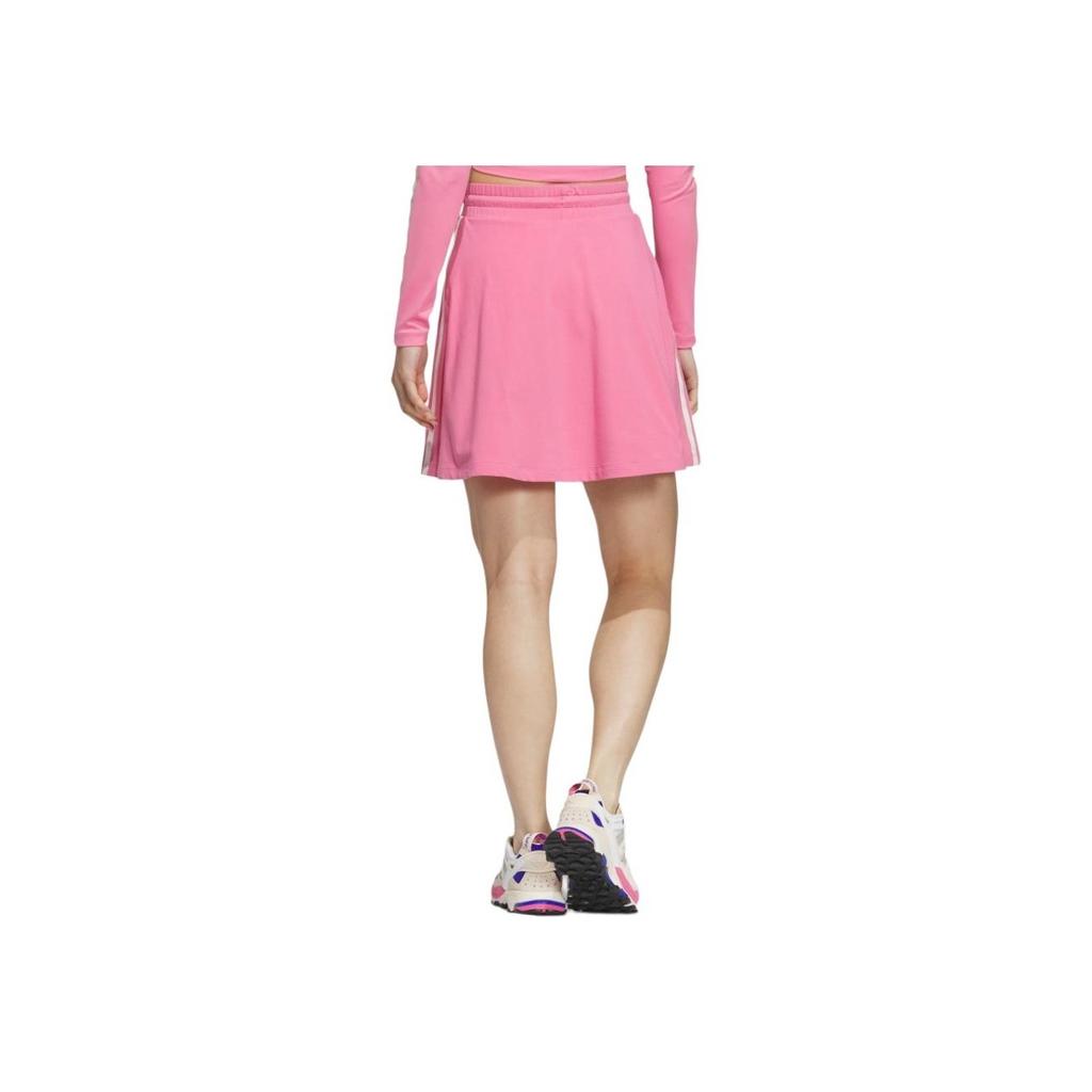 Adidas Originals Striped Colorblock Logo Lace-Up Mid-Waist Casual Skirt Women Bottoms Ballet-Pink JE6043