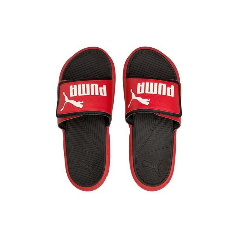 Puma Royalcat Comfort Sandals Unisex Velcro Rubber Sole Slides Black Red 372280-07