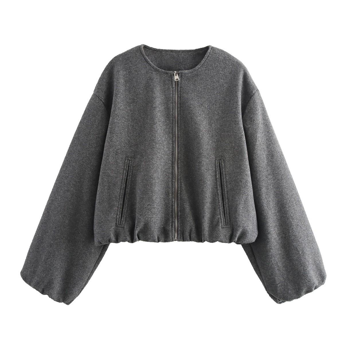 

Autumn new women s clothing, European and American French design soft bomber jacket XS сірий колір