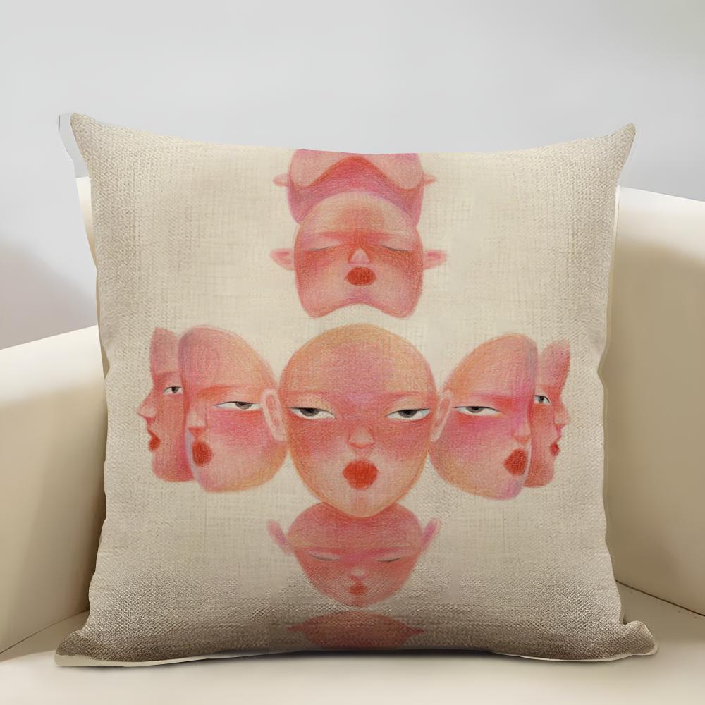 Tear Nevus Cushion Cover Household Decoration Linen Sofa Cushion Cover: Skin-Friendly & Breathable with Invisible Zipper