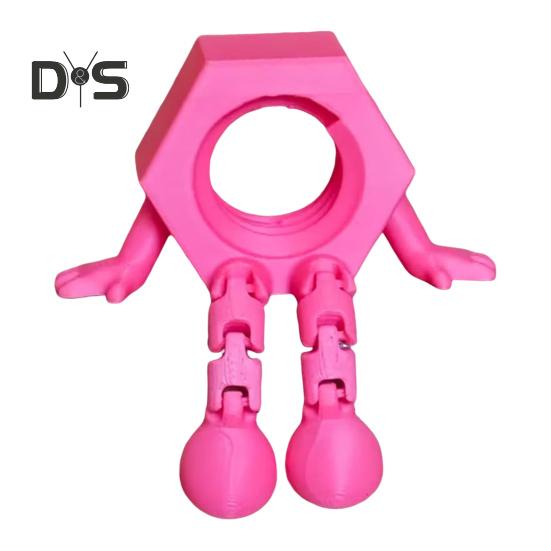 

1/2 шт. 3D-печатная фигурка болта-гайки с шарнирными ногами, подвижными суставами, мультяшная фигурка-винт, игрушка-статуэтка для домашнего офиса, украшение для рабочего стола, орнамент розовый