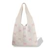 KAMIHO Knit Tote Bag for Women (White Pink)